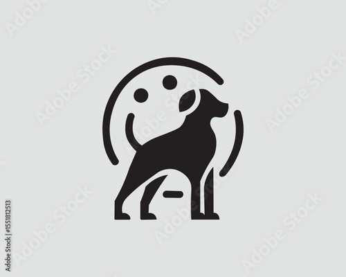 Elegant black dog silhouette logo in minimalist circle