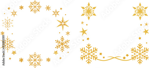 christmas border gold snowflakes and stars banner 