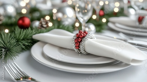 3D render of festive napkin ring and setting