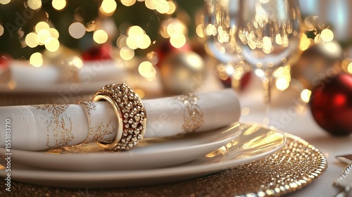 3D render of festive napkin ring and setting