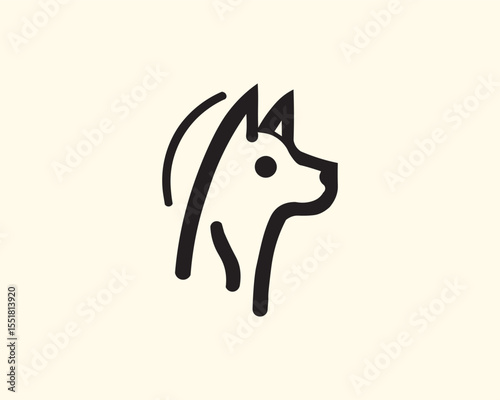 Minimalist hand-drawn dog logo for pet branding