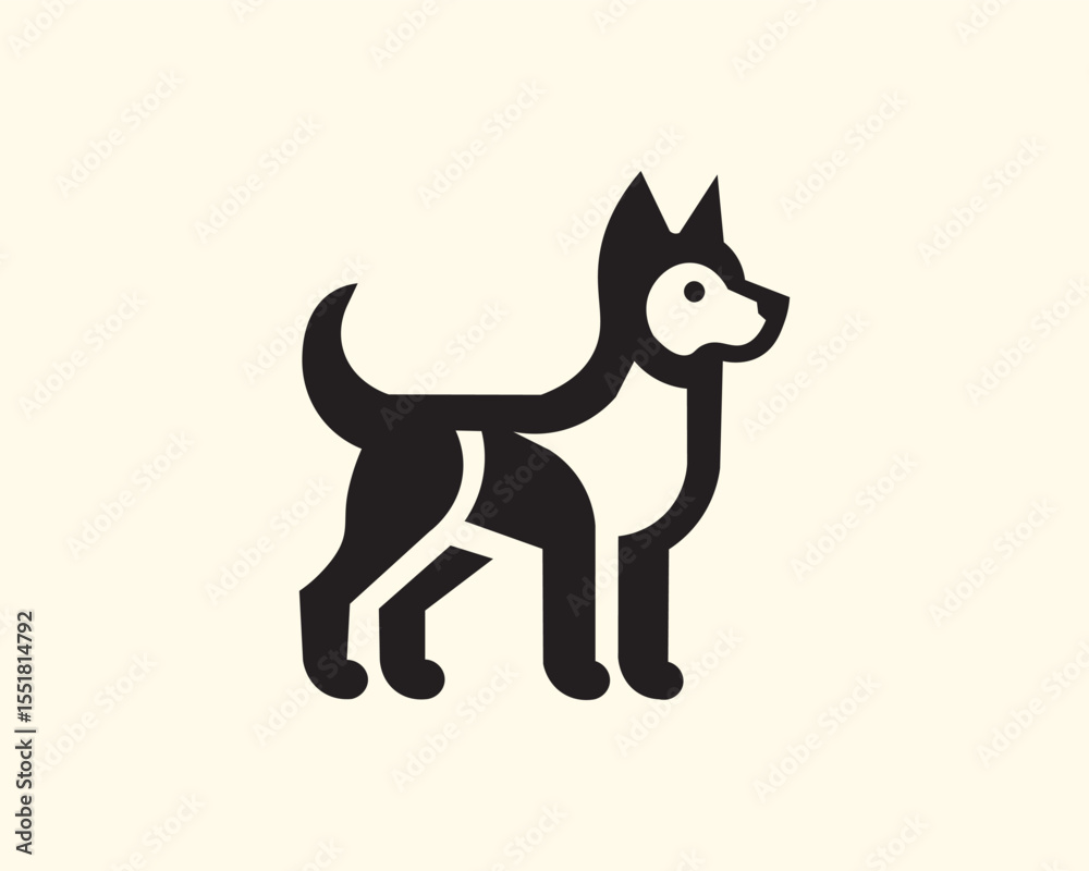 Obraz premium Minimalist husky dog logo icon for pet branding
