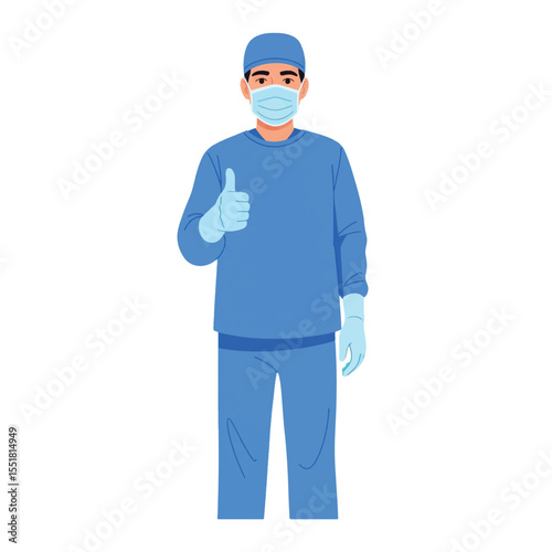 A medical professional giving a thumbs-up gesture, conveying a sense of approval or well-being. The individual is seen dressed in professional attire, emphasizing expertise and care