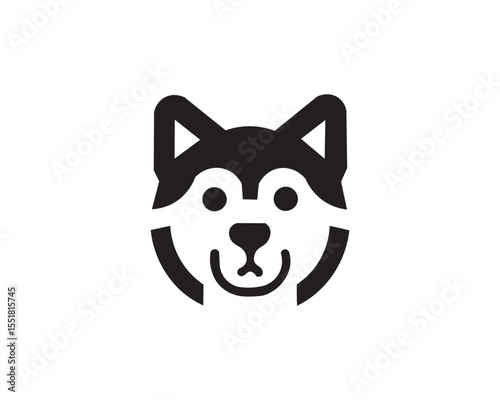 Minimalist husky dog icon for pet branding
