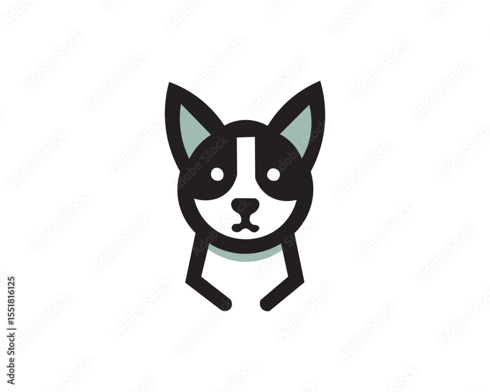 Fototapeta premium Minimalist dog face icon for pet brand and mascot logo