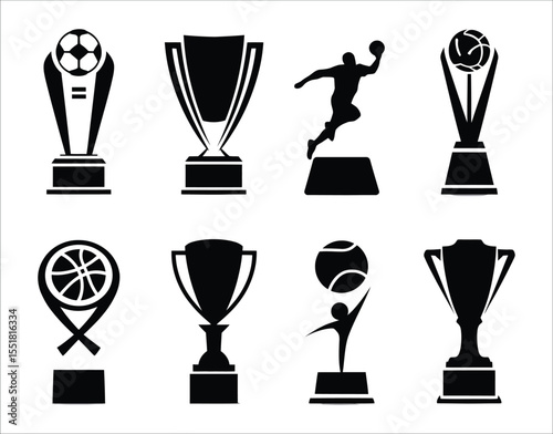 Award Ceremony Trophy Silhouette Set