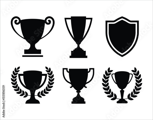 Champion Award Trophy Black Vector