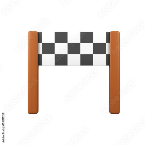 White striped finished isolated 3d render icon illustration