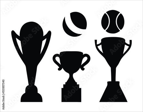 Retro Style Trophy Silhouette Vector Pack