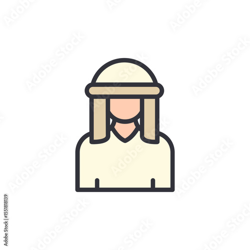 Simple Icon Of Ancient Middle Eastern Character With Headdress