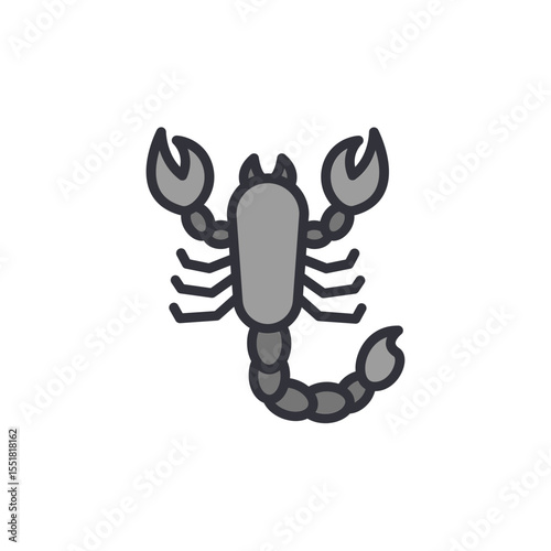 Stylized Gray Scorpion With Raised Claws On Transparent Background
