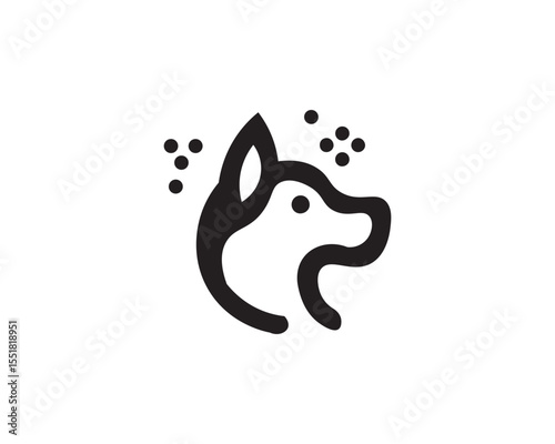 Minimalist dog head silhouette logo 