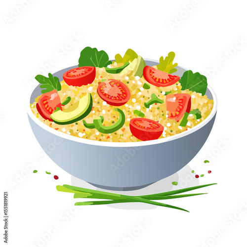 Mediterranean Quinoa Salad with Vegetables in a Bowl
