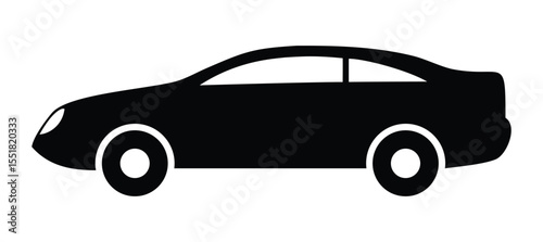 Car Silhouette Icon. Side View of a Vehicle.
