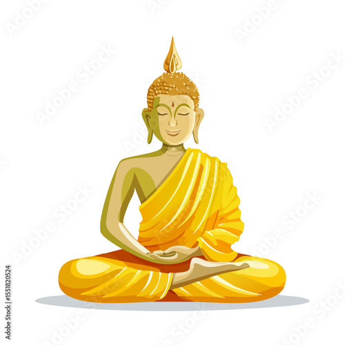 Golden Buddha in Meditation: A Serene and Spiritual Art Illustration
