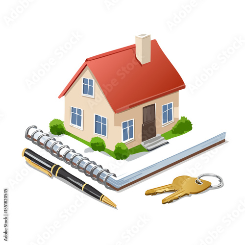 House Keys and Contract Illustration for Real Estate