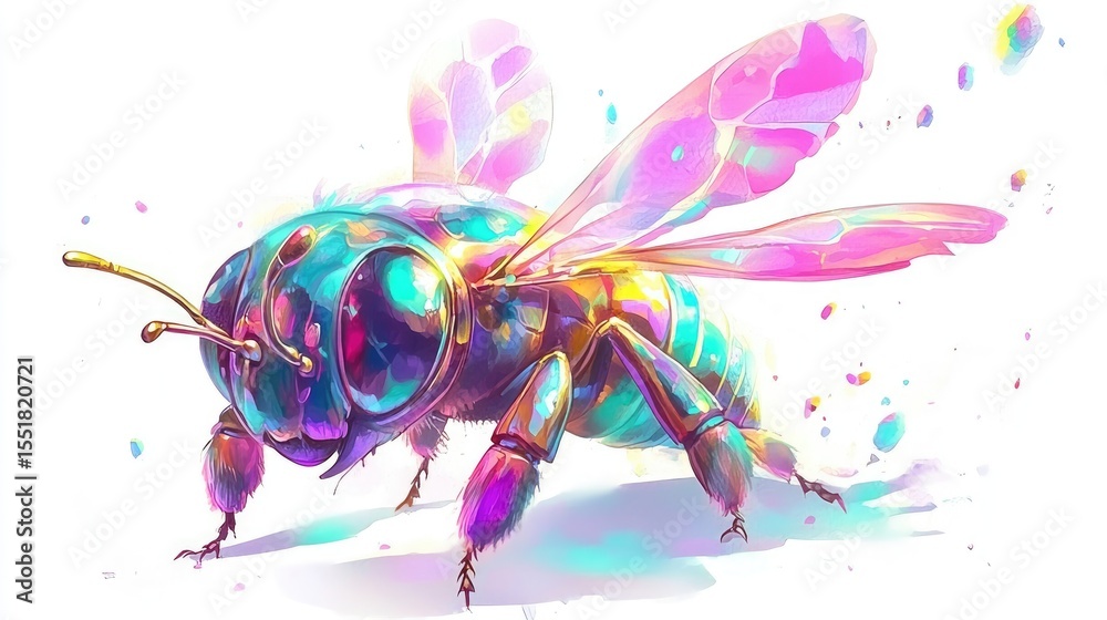 Obraz premium Vibrant, colorful illustration of a stylized bee.