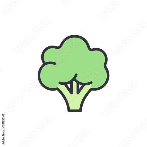 Stylized Broccoli Floret Isolated For Creative Nutritional Concepts