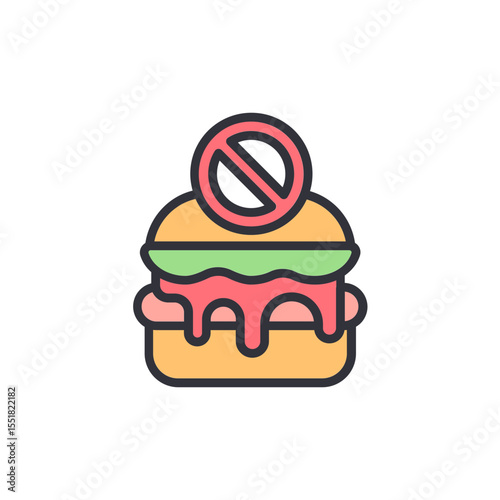 No Burger Sign Symbolizes Dieting And Healthy Eating Choice Concept