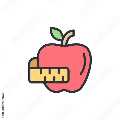Healthy Lifestyle Concept With Apple And Measurement Tape Icon