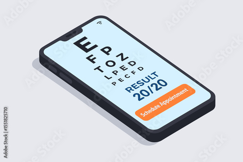 Vision testing app interface on smartphone for eye health monitoring