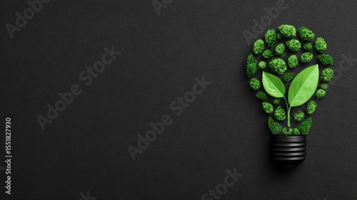 The light bulb featuring a plant emblem represents sustainable practices and eco-friendly energy, embodying innovative environmental support