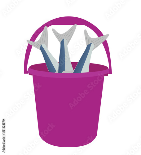 Bucket with fish .fish in a bucket