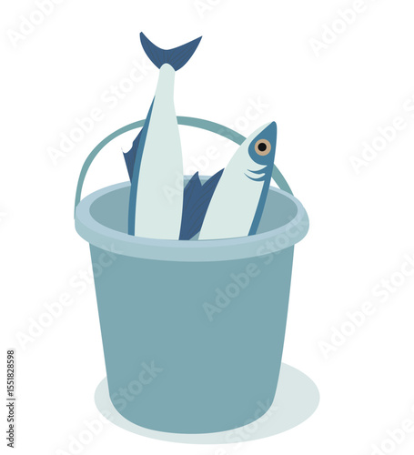Fish in bucket. Fish caught in a bucket 