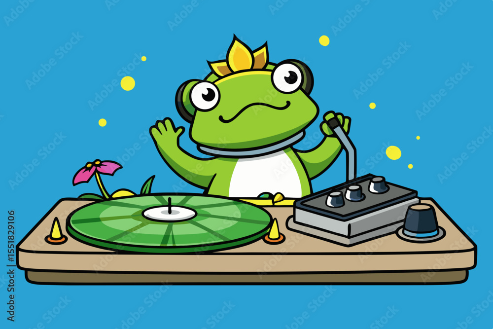 Obraz premium DJ Frog spinning water lily