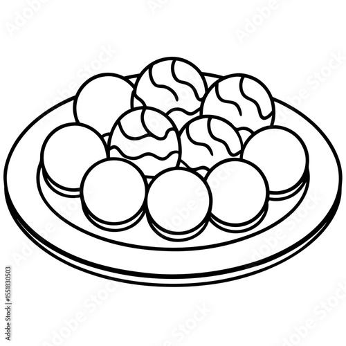 Minimal Dessert Plate Line Art