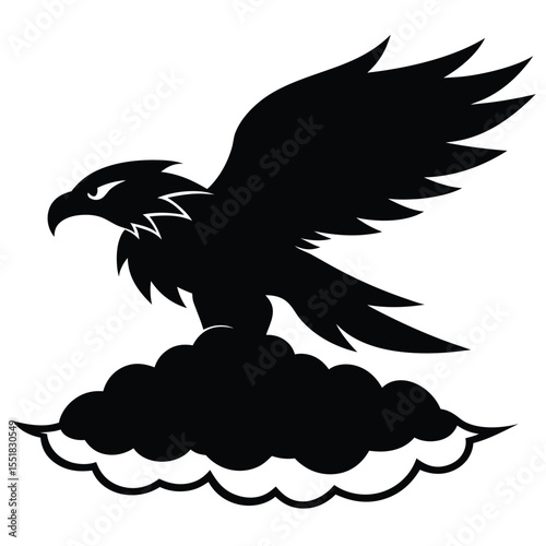 Silhouette of an eagle perched atop a cloud like formation