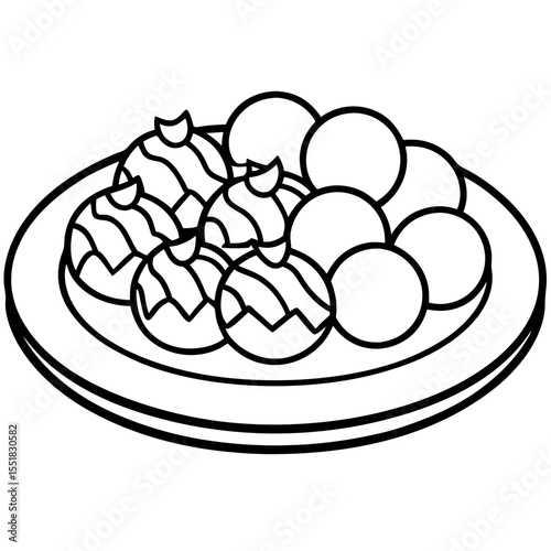 Minimal Dessert Plate Line Art