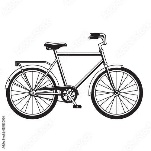 Classic black and white bicycle design perfect for illustrations and transportation themes