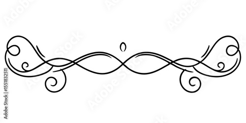 Decorative swirl and loop divider for text and typography design, isolated vector image on a transparent background
  