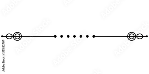Thin horizontal decorative divider with lines and dots for text, cards and typography, isolated vector image on a transparent background  
