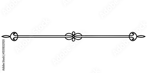 Decorative straight divider for text and typography, isolated vector image on a transparent background
