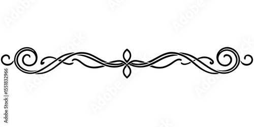 Elegant vintage page divider with swirls for text, cards and typography, isolated vector image on a transparent background