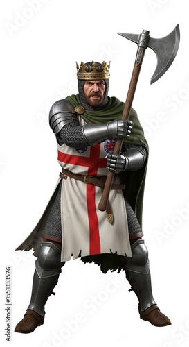 King Lionheart from 1200 AD, 3d model with white background, game character, high resolution
