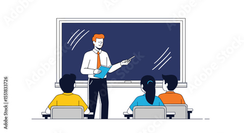 Teacher instructing students in a classroom setting