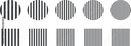 イラスト素材：ストライプ・ボーダーの幾何学模様　ベクター　Striped and border pattern isolated illustration set.
