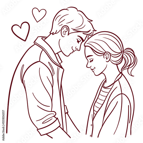 Romantic Couple One Line Art - Minimal Vector Illustration