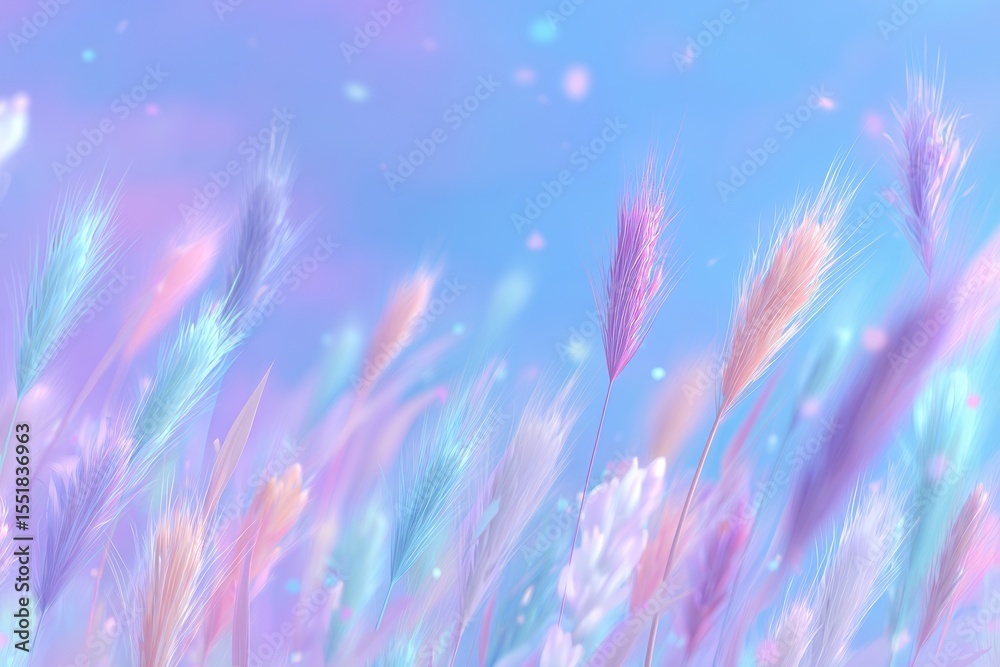 Obraz premium An otherworldly backdrop features plants with vibrant abstract hues