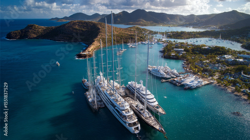 The English Harbour in Antigua, a well-known Caribbean island known for yacht season, is home to stunning mega and superyachts.