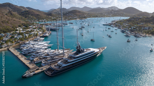 The English Harbour in Antigua, a well-known Caribbean island known for yacht season, is home to stunning mega and superyachts.