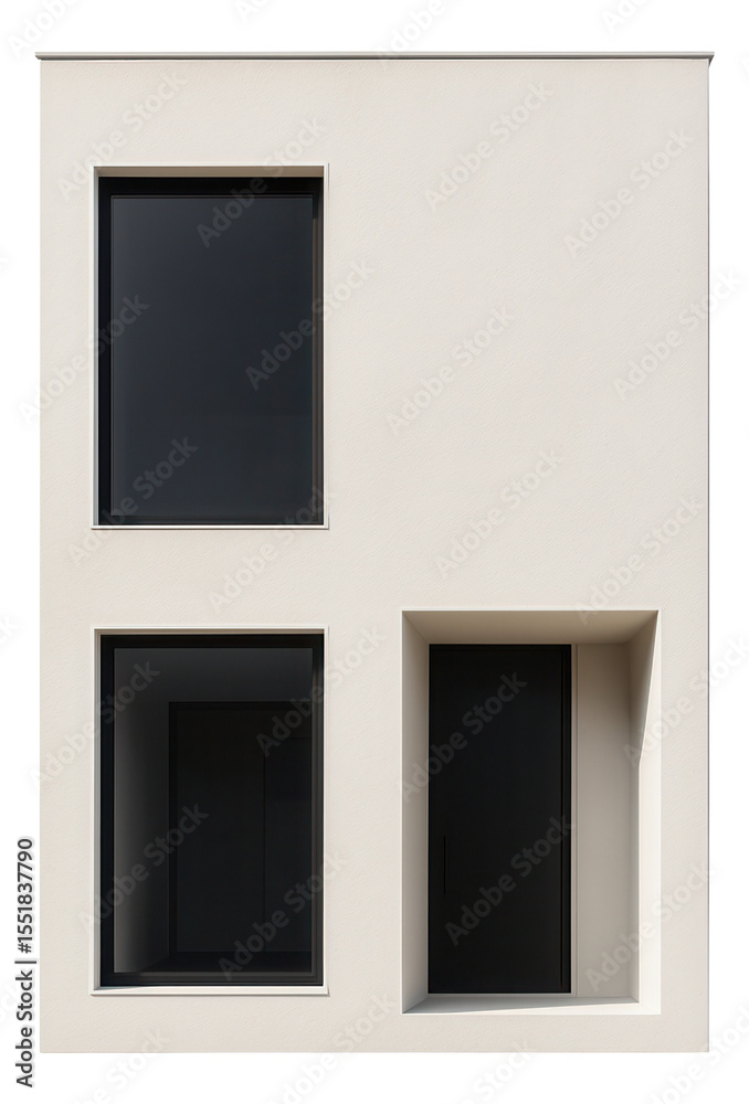 Fototapeta premium White plastered facade for a minimalist townhouse, offering a clean and bright exterior look.