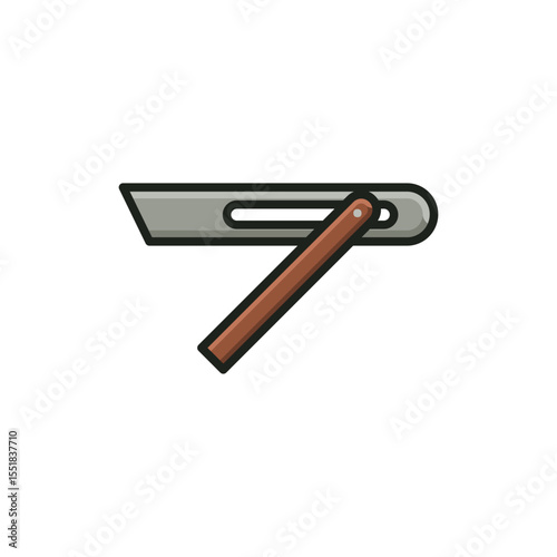 sliding bevel square simple flat outline icon illustration