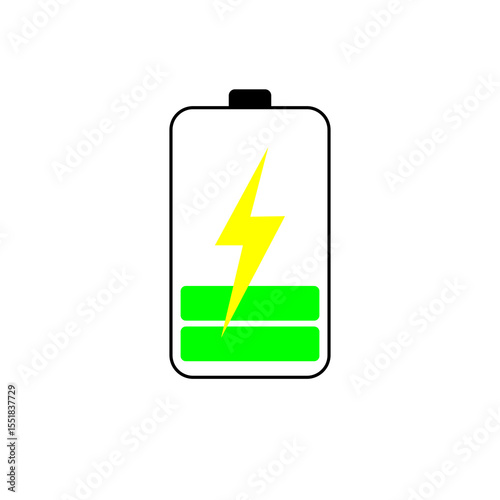 Fully Charged: A vivid digital depiction of a battery, rendered with a vibrant electric-green charge level indicator and a striking lightning bolt, signifying full power and energy. 