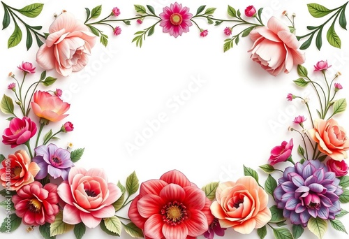 Elegant floral border frame, perfect for wedding invitations or other designs, design, pattern