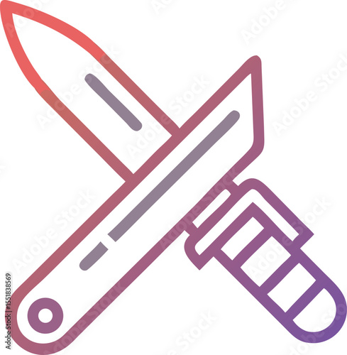 army knife vector outline icon on white or transparent background. Military Solid Editable Icon		