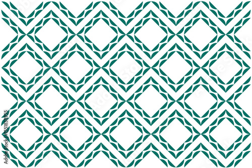 seamless pattern with floral elements. Indonesian ethnic style batik background, simple with repeating teal floral diamonds on white. Floral background design art 